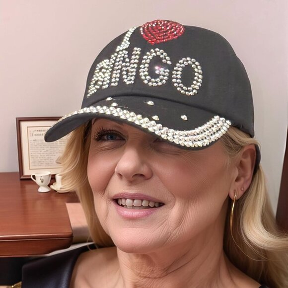 Women’s Rhinestone Baseball Cap Distressed Denim Gift Accessory - Picture 2 of 9